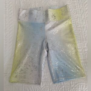 Terez Women’s Shiny Silver and Yellow Leggings